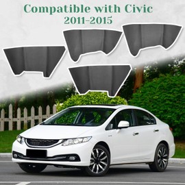 VKGUG 4PCS Door Panel Cover Compatible with Honda Civic 2011-2015 Vinyl Leather Insert Cards Protector Trim Black