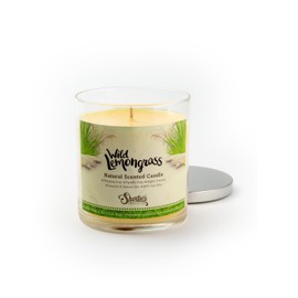 Wild Lemongrass Scented Natural Soy Candle, Essential Fragrance Oils, 100% Soy, Phthalate & Paraben Free, Clean Burning, 9 Oz.