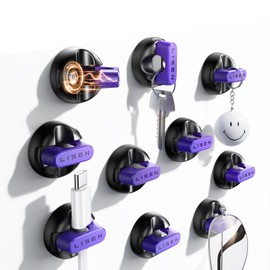 10-Pack Magnetic Cable Clips [1S Snap-On] Cord Holder, LISEN Office Desk Organizers and Accessories with 5 Extra Strong Adhesive Pads, Wire Organizer for Nightstand, Home, Wall, Car, Desktop, Purple