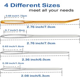 Large Eye Sewing Needles Kit, Stainless Steel Large-Eye Blunt Needles & Bent Tapestry Needles, Bottled silver tails (5.3/6/7) each with Three Gold Curved Needles Add Threading Device for Tapestry,Sewing Wool,Weaving,Darning,Leather, Carpet Canvas Repair