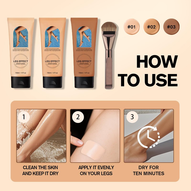 Legs Makeup Waterproof with Brush - Medium Body Concealer, Tattoo