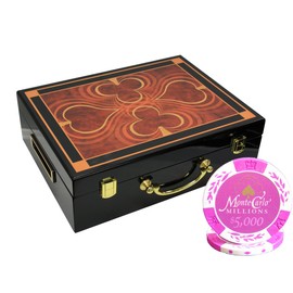 MRC 500pcs Monte Carlo Millions Poker Chips Set with High Gloss Wood Case
