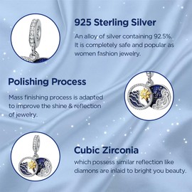 EHEG Sun Mountains Milky Way Charms for Bracelets and Necklaces 925 Sterling Silver with 5A Cubic Zirconia Dangle Pendants Charms Jewelry Birthday Gifts for Mother Her Women