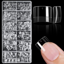 Lifextol 600PCS Short Gel Nail Tips Square Press on Nails Clear Acrylic Nail Tips Square Fake Nails, 12 Sizes Half Cover Soft Gel Nails Tips Kit for False Nails Extension Artificial Fingernails -G