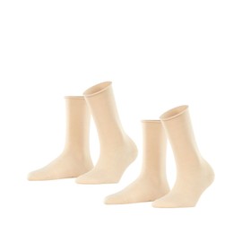 ESPRIT Women's Basic Pure 2-Pack Socks Breathable Organic Cotton Reinforced Women's Socks with Pressure-free Roll Waistband An Allrounder for Business and Everyday Plain in Multipack 2 Pairs, Beige