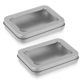 Bewudy Travel Qtips Case, 2 PCS Small Floss Picks Case, Portable Cotton Swab Holder Metal Storage Box with Dustproof Lid for Cotton Swabs, Floss, Hair Ties, Small Items(Silver)