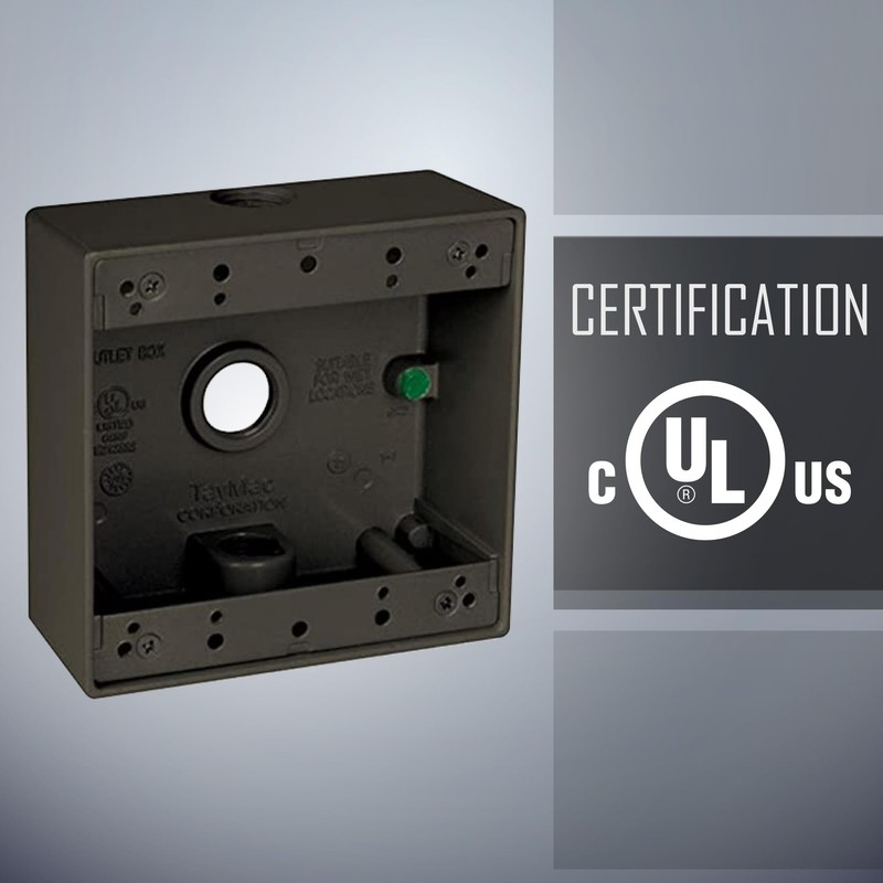 2-Gang Weatherproof Box, Three 3/4 in. Outlets, Bronze