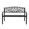 Unbranded US 50" Outdoor "Welcome" Pattern Backrest Cast Iron&PVC Bench