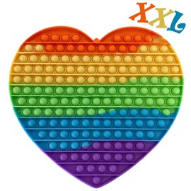 KUNSTIFY XXL Pop It Rainbow Fidget Toy Anti-Stress Toy for Adults Children Anti-Stress Popit Large Figetttoys Fidget Toy Set Figet Bubble Push Pop XXL Rainbow (Heart)