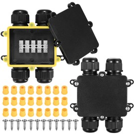 IP68 Junction Box Waterproof Outdoor IP68 Waterproof Electrical Junction Box Outdoor 4-Way Electrical Junction Box Cable Junction Box 5 mm - 14 mm Pack of 2