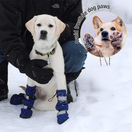 Namsan Long-Legged Dog Boots Outdoor Knee High Waterproof Anti-Slip Shoes with Reflective Strips Warm Dog Boots Avoid Frostbite Dog Paws, Blue Small