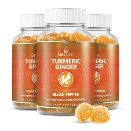 BeLive Turmeric Curcumin with Black Pepper & Ginger - 500 mg of Turmeric and Ginger Supplement for Immune Support, Healthy Skin, and Joint Health - Tropical Flavor | 3-Pack