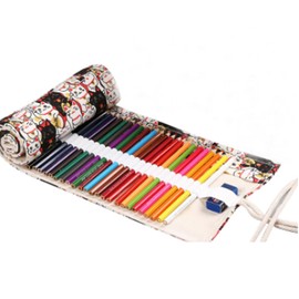 Eabdice Colouring Pencils Roll for 48 Coloured Pencils, Pencil Roll, Handmade, Suitable for Adults, Students and Picture Lovers (Cat)