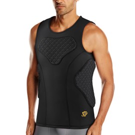 TUOY Padded Compression Shirt for Men Football Rib Protector Shirt Sleeveless Vest for Football Baseball Softball Rugby Rib Heart Sternum Guard