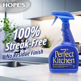 HOPE'S Perfect Kitchen Cleaner Spray - 32 Oz No-Residue All Purpose Cleaning Spray - Multisurface Degreaser for Counters, Stoves, Microwaves, and More - Pet and Home Safe - Pack of 12