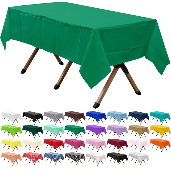 dinexlence 2 Pack Emerald Green Premium Plastic Tablecloth Rectangle 54