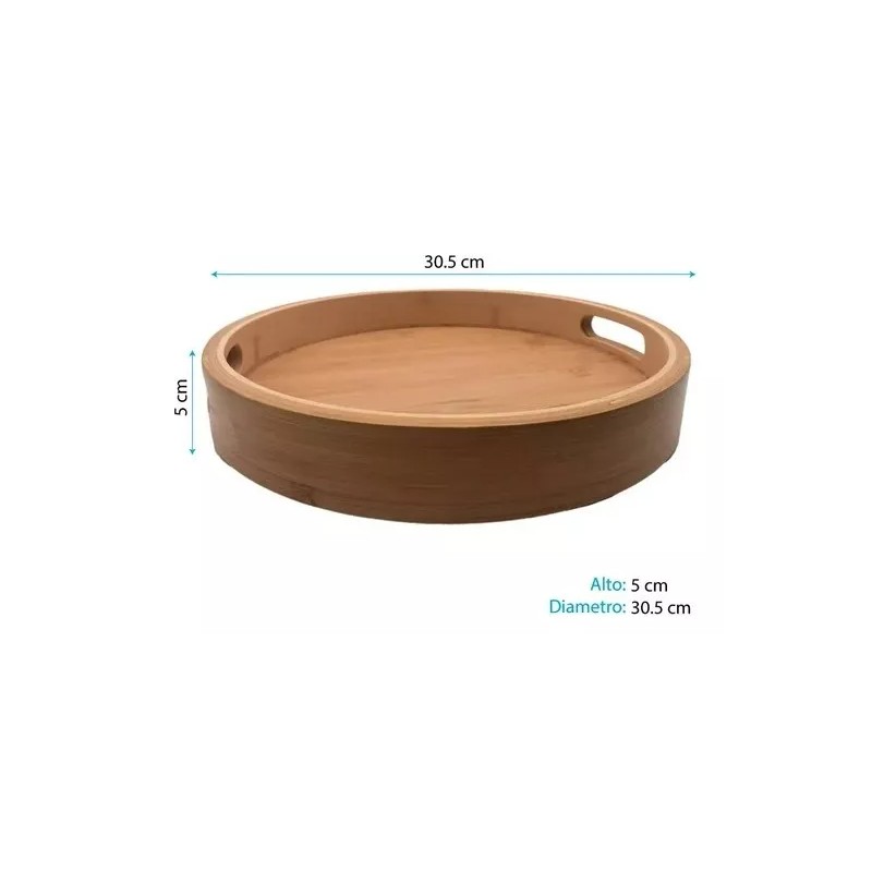 Home Bandeja Charola Giratoria De Bamboo Bambu Mesa 30.5cm