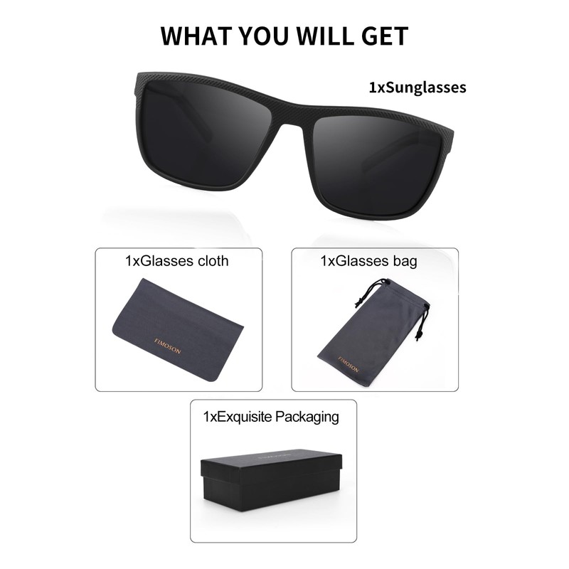 FIMOSON Polarized Sunglasses for Men Lightweight UV400 Protection Square Sun
