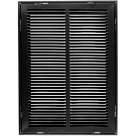 HVAC Premium 14" X 30" Steel Return Air Filter Grille for 1" Filter - Removable Face/Door - HVAC Duct Cover - Flat Stamped Face - Black [Outer Dimensions: 16 5/8" X 32 5/8"]