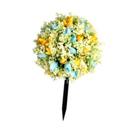 Generic Artificial Flower Garden Stake Decor Romantic Photo Props Ornament Realistic Flower with Stake for Outside Backyard Farmhouse, Yellow Blue