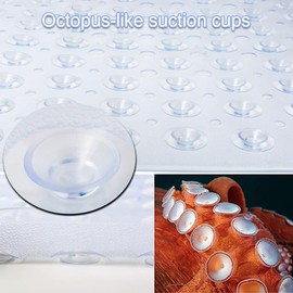 Bath Mat Non Slip with Drain Holes and Suction Cups, 40 x 16 Inch Mat for Bathtub and Shower, Machine Washable