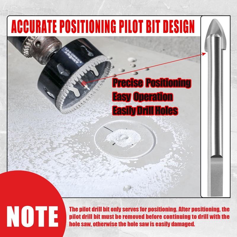 2Pcs 3/4 Inch Diamond Hole Saw with Pilot Drill Bit,