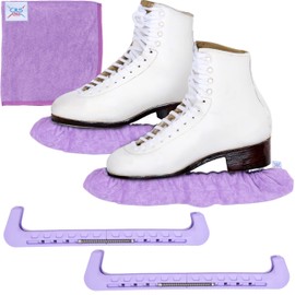 CRS Cross Ice Skate Guards, Soakers and Towel Gift Set. Essential Ice Skating Hard Guard and Soft Skate Blade Cover Accessories for Figure Skating or Hockey (Lunge Lavender, Medium)