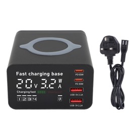 110W Charging Station for Multiple Devices Digital Display 4 Ports PD 65W QC 3.0 Magnetic Wireless Fast Charging Dock for Home Hotel