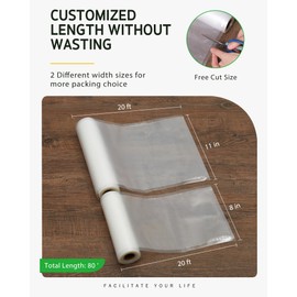 Syntus Vacuum Sealer Bags, 4 Pack 2 Roll 11" x 20' and 2 Roll 8" x 20' Commercial Grade BPA Free Bag Rolls, Food Vac Bags for Storage, Meal Prep or Sous Vide