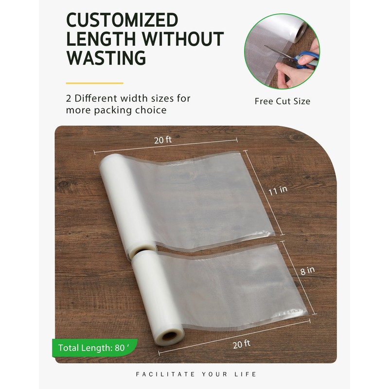 Syntus Vacuum Sealer Bags, 4 Pack 2 Roll 11" x