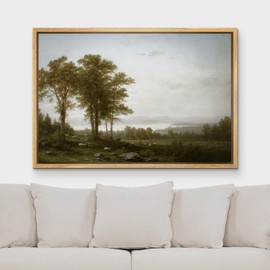 MUDECOR Framed Canvas Print Wall Art Idyllic Countryside Landscape Illustrations Realism Decorative Earth for Living Room, Bedroom, Office - 24"x36" Natural