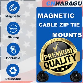 CNHABAGU Magnet Zip Tie Mount Magnetic Zip Ties Mount 25LBS Strong Multipurpose Wire Cable Holder Mount Wire Clips Management for Home Office Marine Electrical Wiring (Black, 6 Piece)