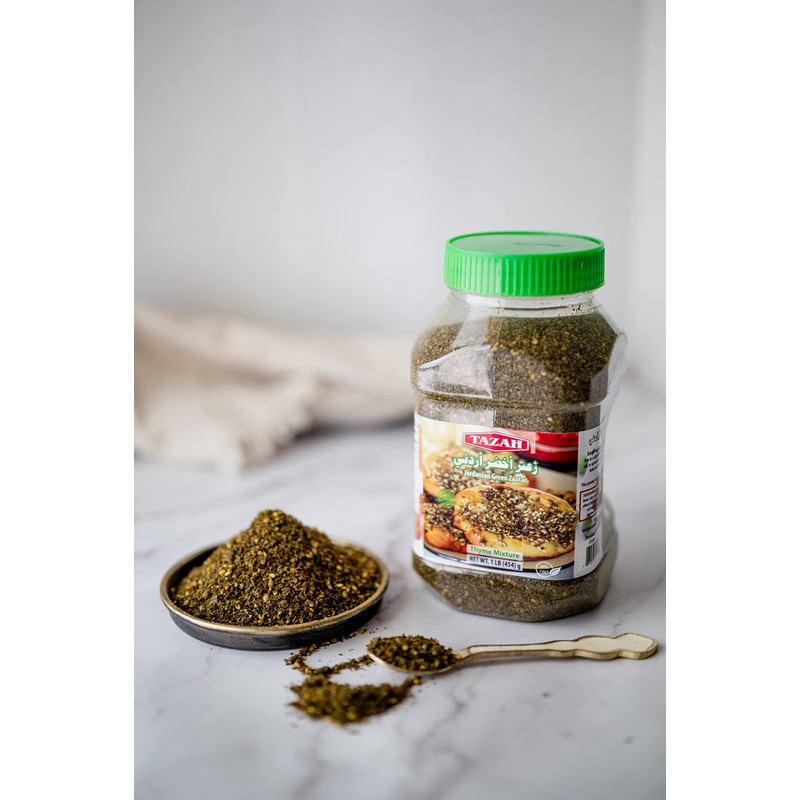 Tazah Zaatar Seasoning 16oz Jordanian Za'atar Thyme Mixture Green Zatar