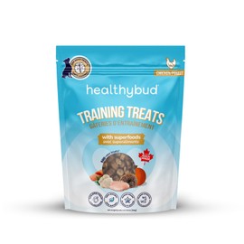 healthybud Mini Dog Training Treats - Beef Liver Soft Trainer Bites, 500+ Bits, 1 kCal per Bite, 6.5oz, Reishi, Lion’s Mane, Salmon Oil, Puppy Chews (Chicken)