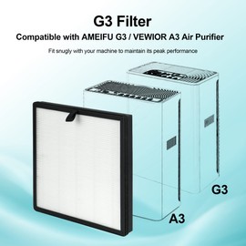 XBWW 4 Packs Replacement Air Filter Compatible with AMEIFU G3 (Sferf-30) & VEWIOR A3 Purifier with 3 Stages True HEPA, Activated Carbon Filter and pre-Filter