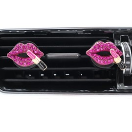 ORIESSE Bling Car Air Fresheners,4pcs Red Purple Dazzling Lips Lipstick Car Air Freshener Vent Clips Women Vent Clips Car Accessories Car Charm