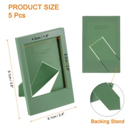 QUARKZMAN Pack of 5 Mini Picture Frames 2.4 x 3.6 Inch Rectangular Small Picture Frame Holder for Displaying Photos, Paintings, Landscapes, Posters and Artwork, Green