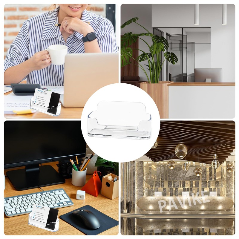 PAVIKE 名刺スタンド 名刺立て カード立て 横置き 4個入り カードケース オフィス 名刺収納 カードスタンド