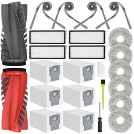 DrRobor 25PCS Replacement Accessories Kit Compatible with Roborock Qrevo Curv/Curv S5X/Qrevo Edge/Edge S5A/Qrevo S5V Includes Dual Main Brush, HEPA Filters, Mop Pads, Side Brushes, Dust Bag and Tools