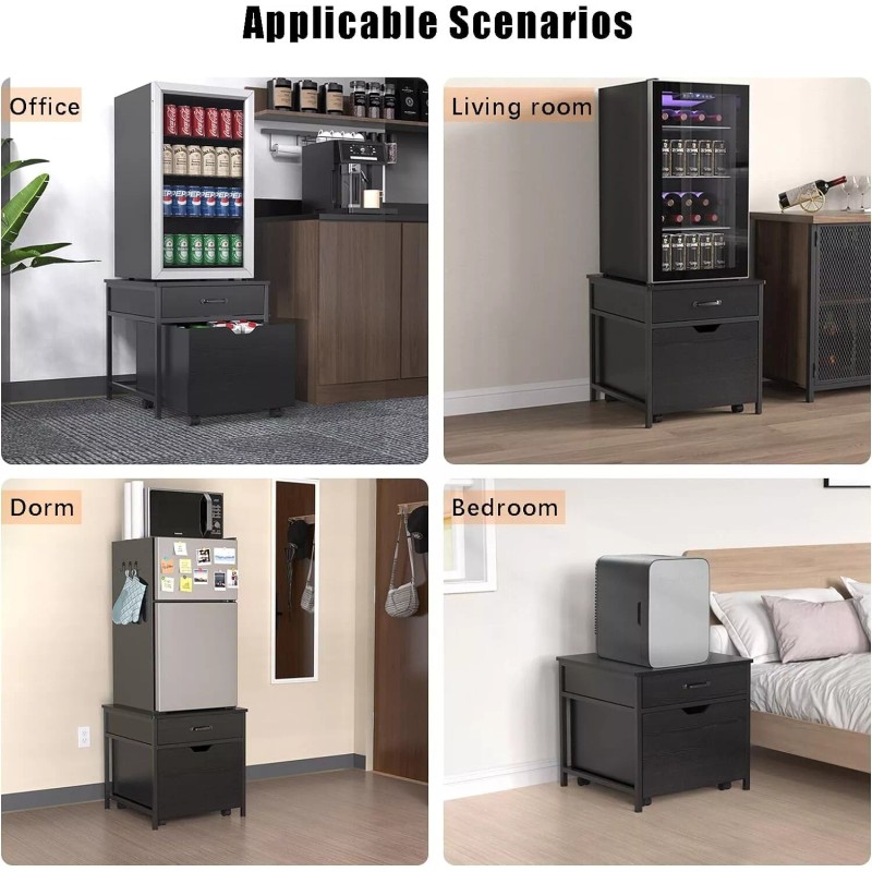 GDLF Mini Fridge Stand with Storage, Heavy Duty Fridge Table