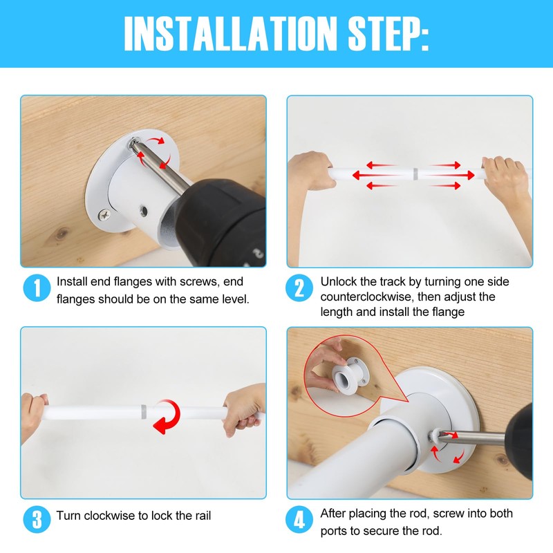 Wardlock 33cm-54cm White Extendable Stainless Steel Wardrobe Rail, Adjustable Clothes