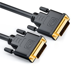 deleyCON 2m DVI to DVI Cable 24+1 - DVI-D Dual Link - 1080p / Full HD / 3D Ready - DVI to DVI Adapter Cable Gold Plated Contacts - Black