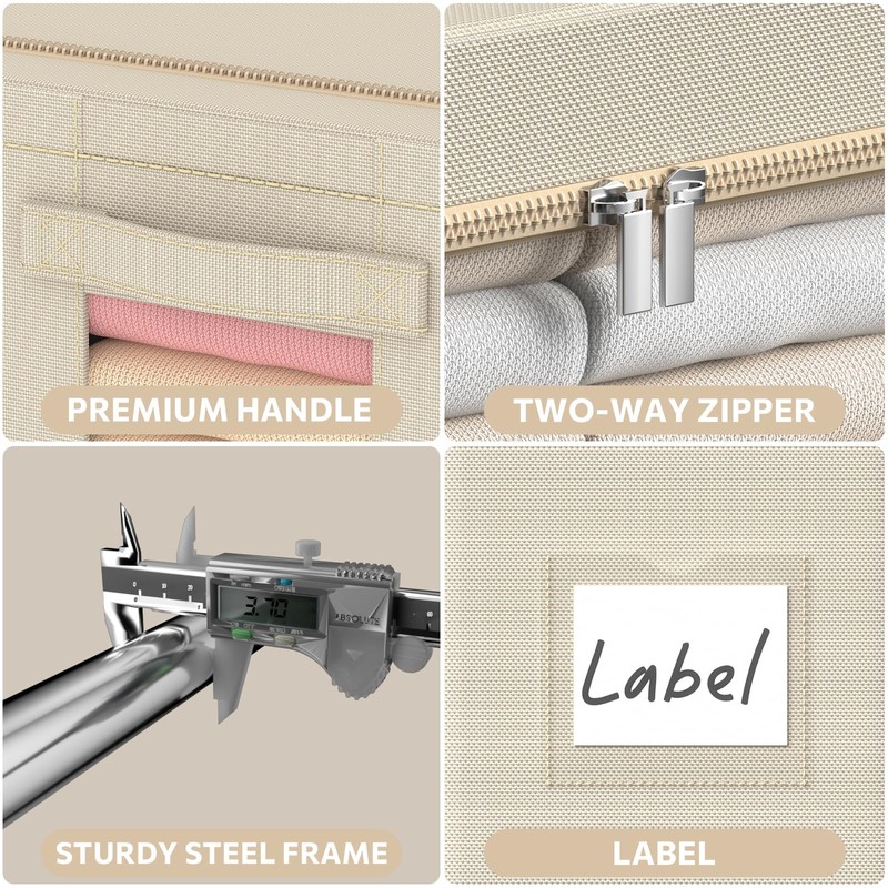 3Pack Frame Storage Box - Clothes Storage Bin Bags Oxford