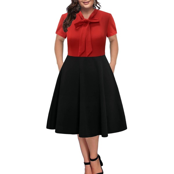 BEDOAR Plus Size Work Dress-Church Business Casual Short Sleeve A-Line