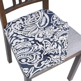 SearchI Seat Covers for Dining Room Chairs Stretch Printed Chair Seat Covers Set of 6, Removable Washable Upholstered Chair Seat Protector Cushion Slipcovers for Kitchen, Office(Flowers Pattern9)
