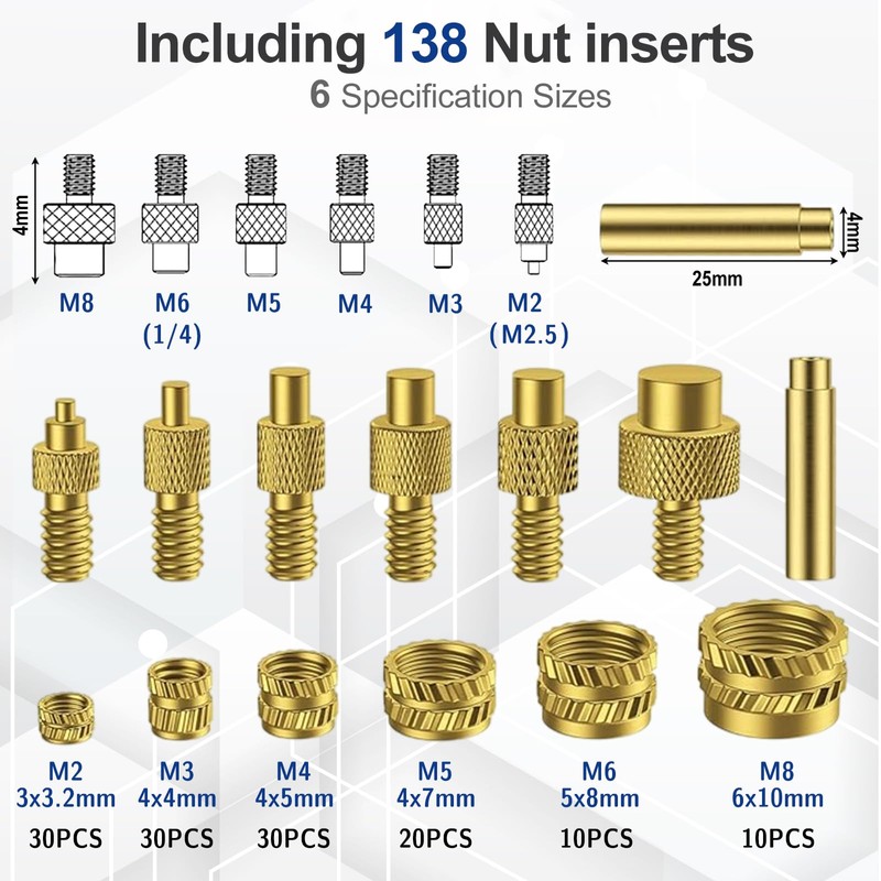 151 Piece Threaded Inserts Soldering Tips Set, 100 W Temperature