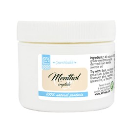 Greenhealth - 1oz - Menthol Crystals in a White Plastic Jar (Melting Point is Approximately 95 to 107 Degrees F)