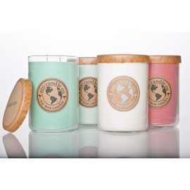 Eco Candle Co. Recycled Candle, Seagrass, 26 oz. - Scents of Coconut, Jasmine, Eucalyptus, Vetiver, Driftwood, & Seaweed - 100% Soy Wax, No Lead, Kraft Paper Label & Lid, Hand Made, Midwest Soybeans