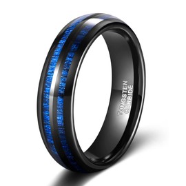TRUMIUM 6mm Wood Wedding Rings for Men Women Tungsten Carbide Maple Inlay Black Bevel Edged Engagement Band Ring Comfort Fit Size 11