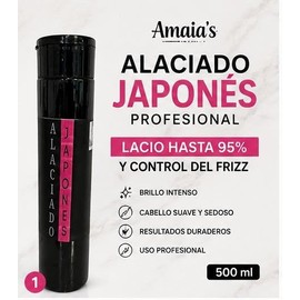 Alaciado Japonés Profesional Amaias | Lacio hasta 95% y Control del Frizz | Brillo Intenso | Para Cabello Rebelde, Natural o Teñido | 500 ml